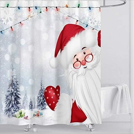 APROPHIC Rideau De Douche De Noël Rouge à Carreaux 4 Pièces