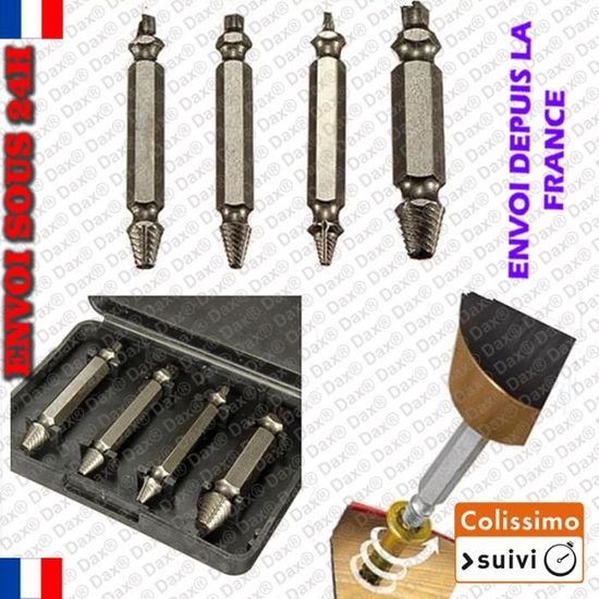 Kit Extracteur De Vis Cassées 9 Pièces - Forets HSS 6542 - Dureté 63-65HRC - Pour Vis Endommagées Ou Rouillées