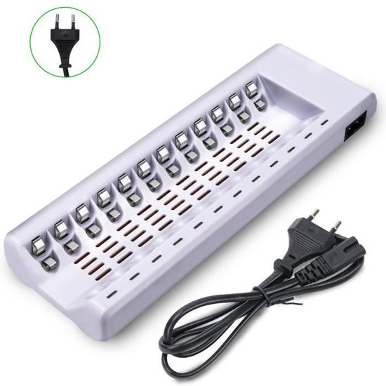 Chargeur Intelligent HiQuick Pour Batteries Rechargeables - 12 Slots Pour AA/AAA Avec écran LCD Et Double Connectique USB-C/Micro-USB