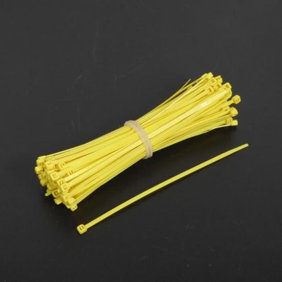 100 Collier de serrage cranté nylon jaune 3.6x180 rilsan colson moto scooter mob 