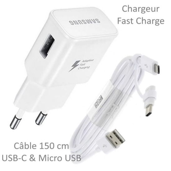 Pack Chargeur + Câble pour Samsung Galaxy A04s Fast Charger Ultra-puissant  et rapide NOUVELLE GENERATION 3A avec CABLE USB-Type C - Cdiscount  Téléphonie