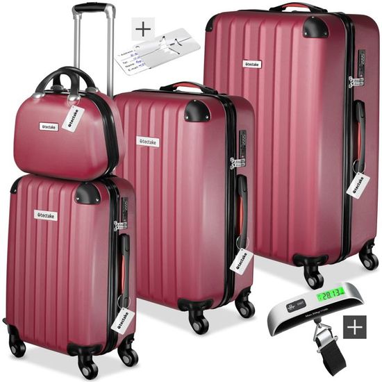 TecTake Set de valises rigides Cleo 4 pièces avec pèse-valise - noir