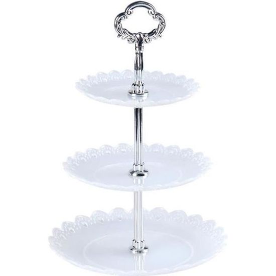 SJ00787Présentoir à Gâteaux 3 Niveaux, Support Gateau avec Tige