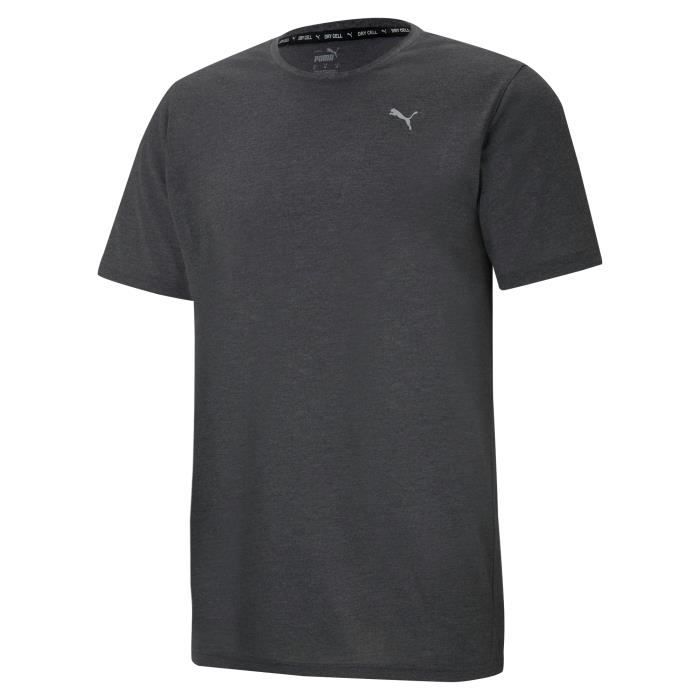 PUMA - T-shir de sport Performance Heather - technologie DRYCELL évacuation humidité - noir - homme