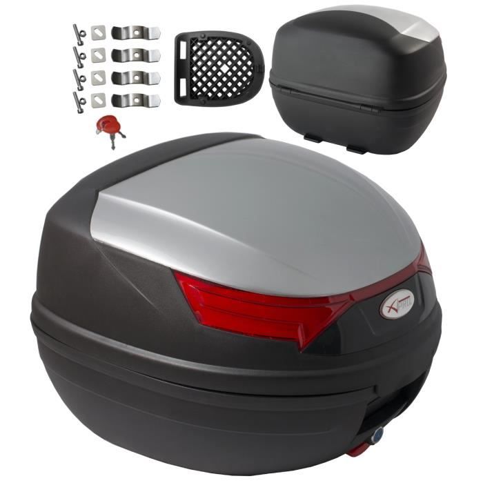 Top Case Moto Bagage Coffer Valise Fermeture 32 lt.Quad Touring argent