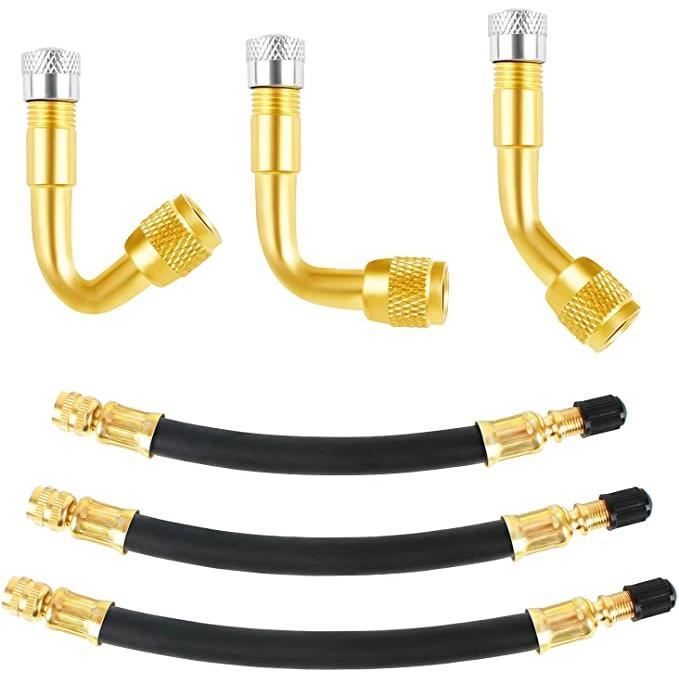 AIPAIDE 6pcs Extension Valve Pneu en Caoutchouc, Raccord Prolongateur Coude Pneu Adaptateur d'extension de Valve Outil de Gonflage