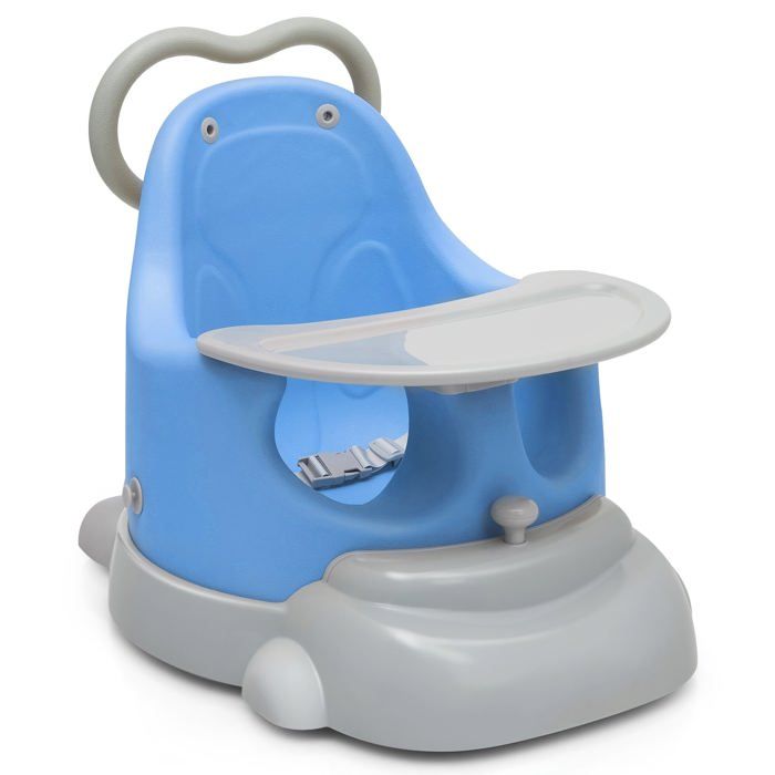 Rehausseur de chaise pour bebe 6 en 1 trotteur plateau et base amovible avec roulettes en polyurethane 3-36 mois 25kg bleu