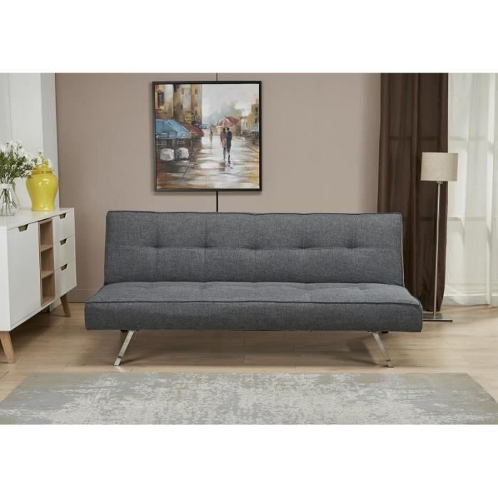 Banquette canapé GRIS ANTHRACITE convertible 3 places - SOLVEIG II