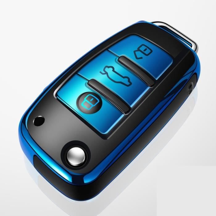 Coque de support pour clé de voiture, étui pour audi a1 a3 a4 a5 a6 a7 a8 quattro q3 q5 q7 r8 allroad Bleu
