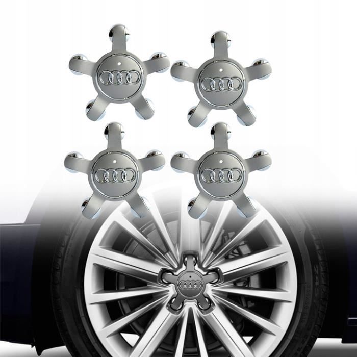 4pcs Caches Moyeu Centre Roue 135mm AUDI Gris Logo Enjoliveur ref.4F0601165