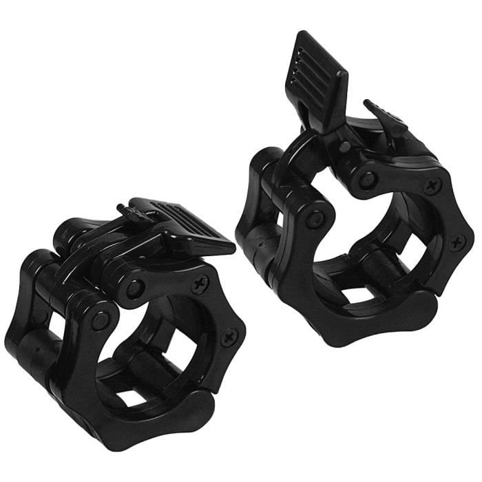 Barbell verrouillage Colliers serre-joints non-Slip Quick Release Barbell Bar Collier Plaques de verrouillage noir