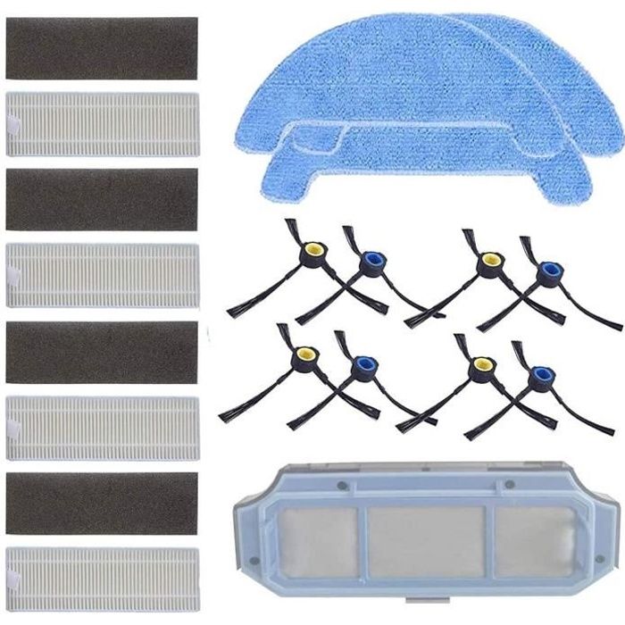 REYEE remplacement pour pièces d'aspirateur robot AMIBOT Animal Premium H2O, 8 brosses latérales,8 filtres HEPA,3 tampons de nettoya