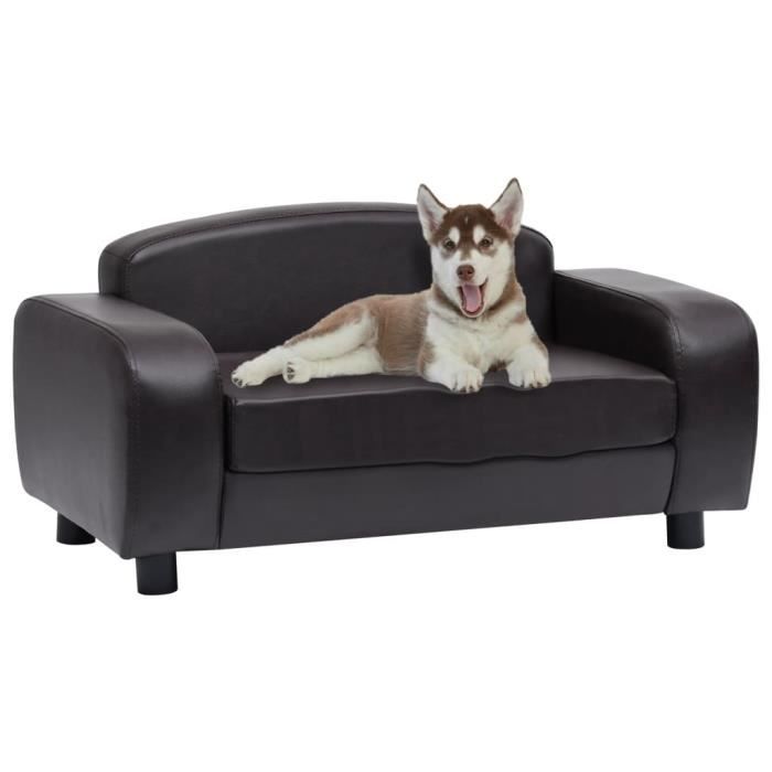 Excellent Qualité :) Canapé pour chien Canapé chien chat sur pied - Panier pour Chien - Marron 80x50x40 cm Similicuir &17412&