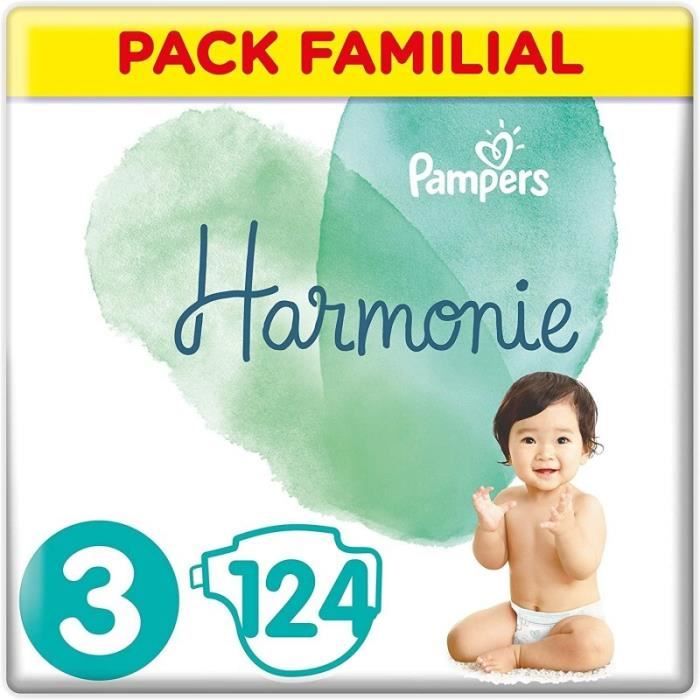 PAMPERS Couches Harmonie pack 1 mois taille 3 - 6 à 10 kg - Soit 124 couches