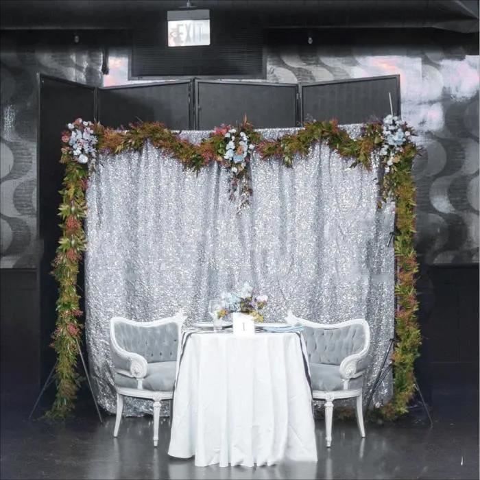 DAMILY® Fond de paillettes fond de rideau de paillettes multicolores fini décoration de fête d'halloween de mariage