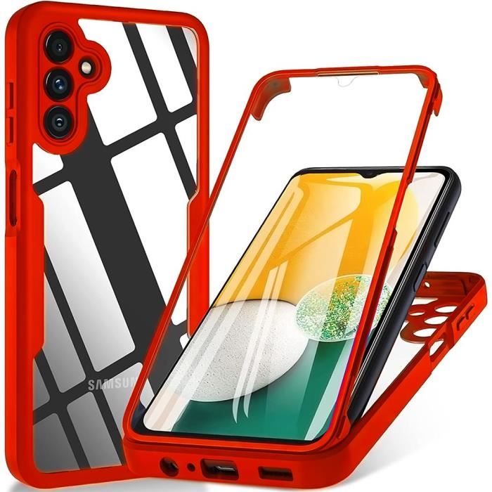 Coque pour Samsung Galaxy A14 5G Protection Intégrale Avant et Arrière Double Face Rouge