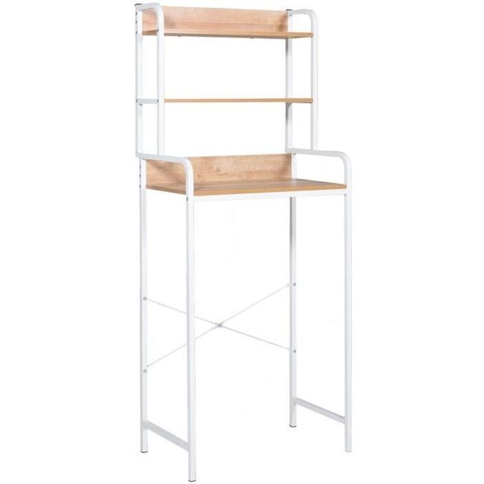 Étagère pour machine à laver en bois et structure blanche DEA Blanc