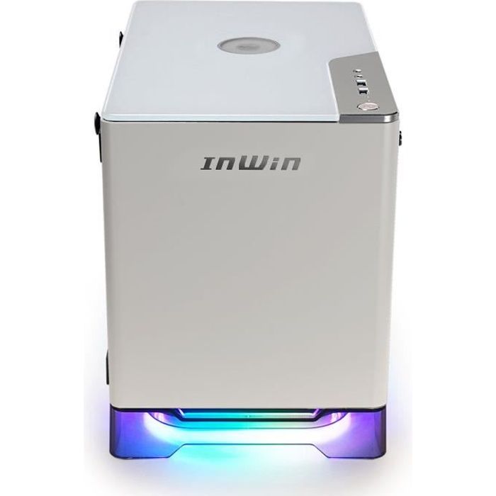In Win A1 Plus Blanc - Boîtier Mini Tour mini-ITX Blanc avec alimentation 650W 80PLUS Gold, station de recharge par induction et