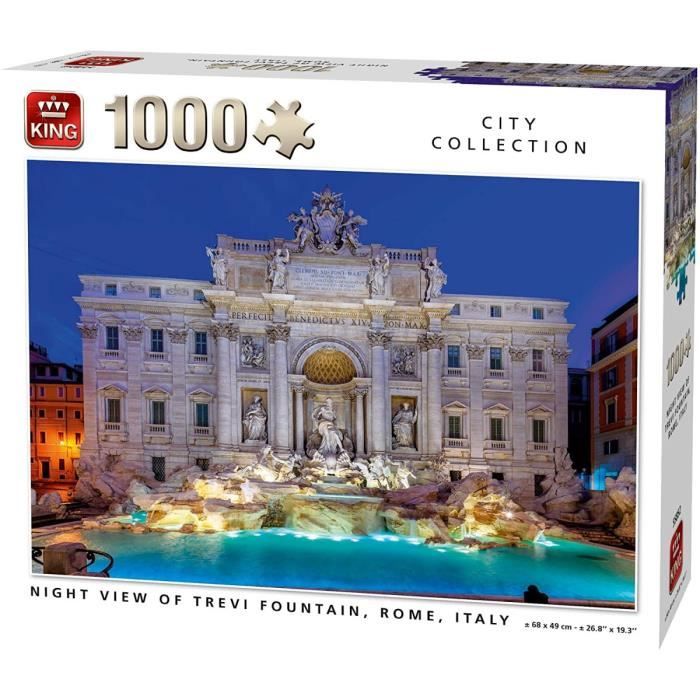 Puzzle Adulte Rome : Fontaine De Trevi De Nuit 1000 Pieces - Collection Paysage Italie
