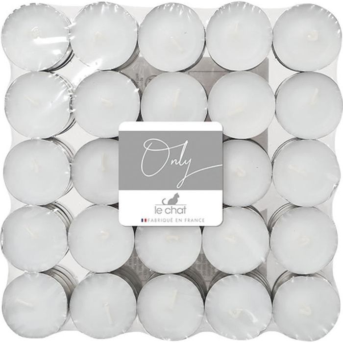 LE CHAT - Bougies chauffe-plats blancs godet alu pack de 100