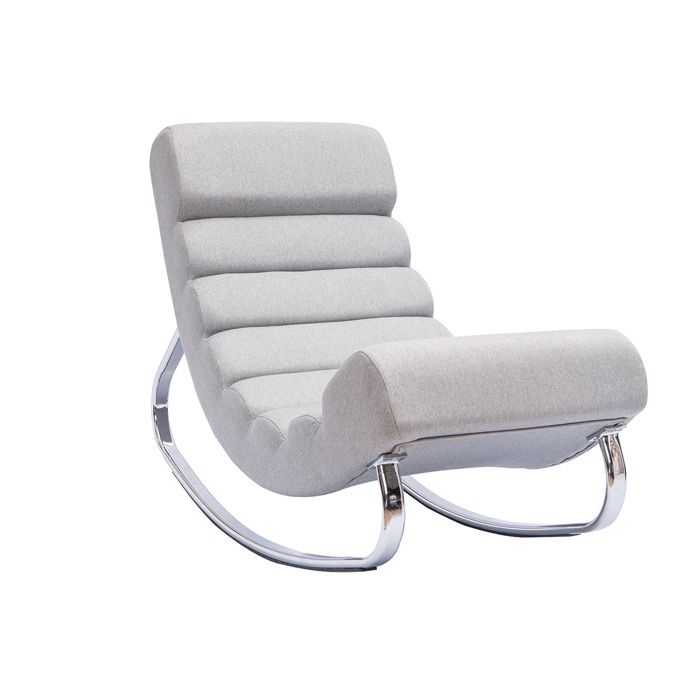 Miliboo - Fauteuil rocking chair design en tissu gris clair TAYLOR