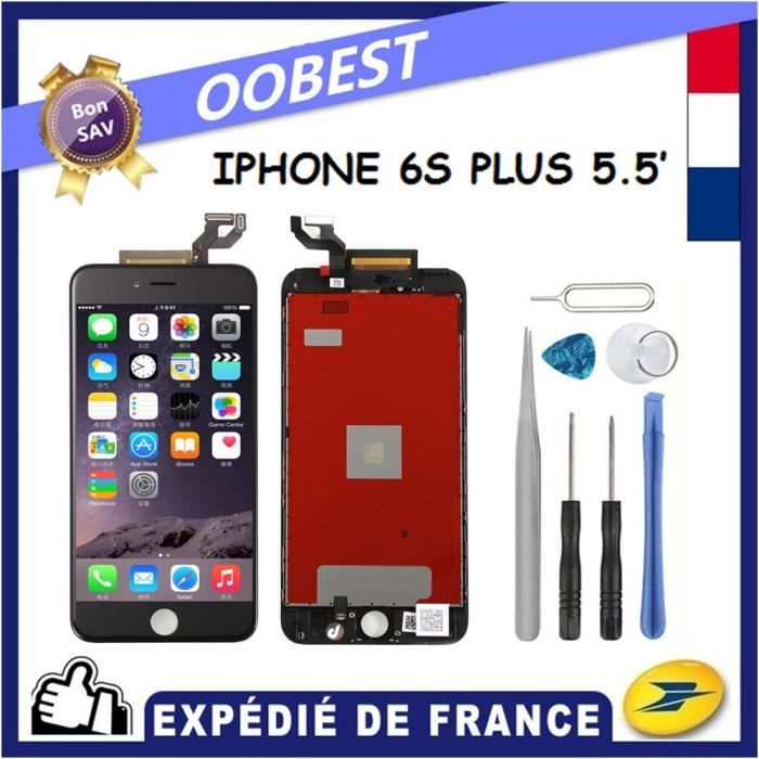 ECRAN IPHONE 6S PLUS LCD NOIR 5.5 + VITRE TACTILE CHASSIS (Envoie sous 24H de FR)