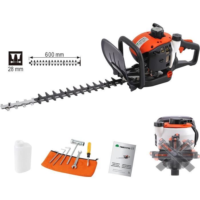 TAILLE HAIE THERMIQUE 25,4 CC, POIGNEE ROTATIVE ET DOUBLES LAMES TRANCHANTE 60 CM49