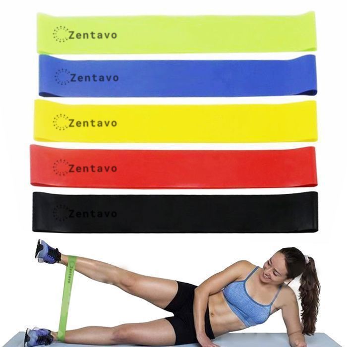 TD® Bande de Résistance Set (5) Musculation/ Bande Élastique Fitness Équipement d'Exercices pour Musculation Pilates Squat Sport