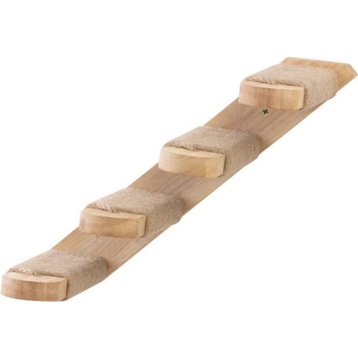 Plateforme d'escaliers en bois muraux réversibles de l'étagère de chat avec 4 marches pour les chats rayures au repos jaune