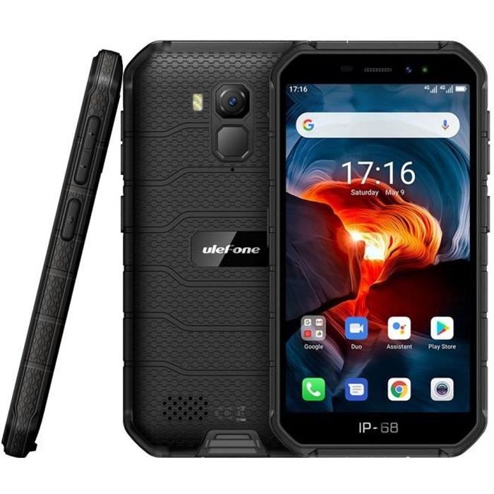 Ulefone Armor X7 Pro Smartphone 4Go+32Go Robuste Android 10 Téléphone Portable 4000mAh Batterie IP68 Résistant Étanche NFC Noir