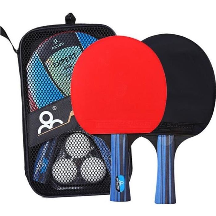 Raquette de Ping Pong Professionnel Set, 2 Raquette de Tennis de Table + 3 Balles de Ping-Pong+ Une Pochette de Rangement pour Ensem