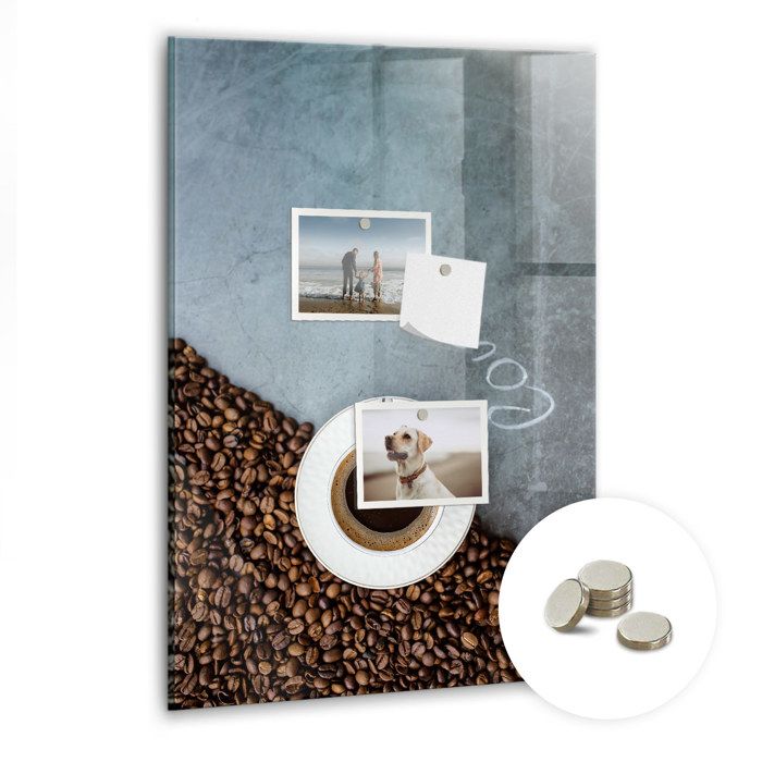 Tableau magnétique en verre Inclus 5 aimants 40x60 Déco murale originale Épices sur des cuillères Tulup