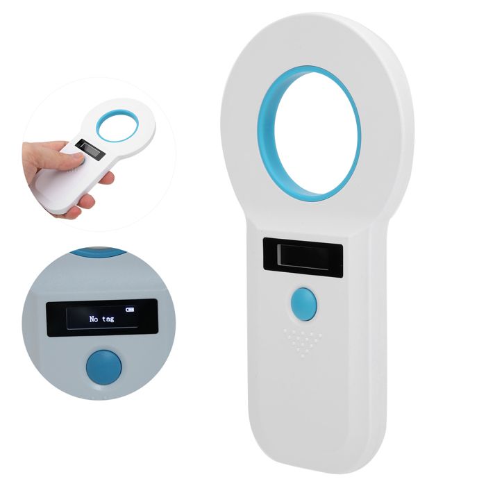 Lecteur détiquettes danimaux Scanner de puces pour animaux de compagnie RFID 34.2Khz/125Khz Support Rechargeable pour EMID/FD