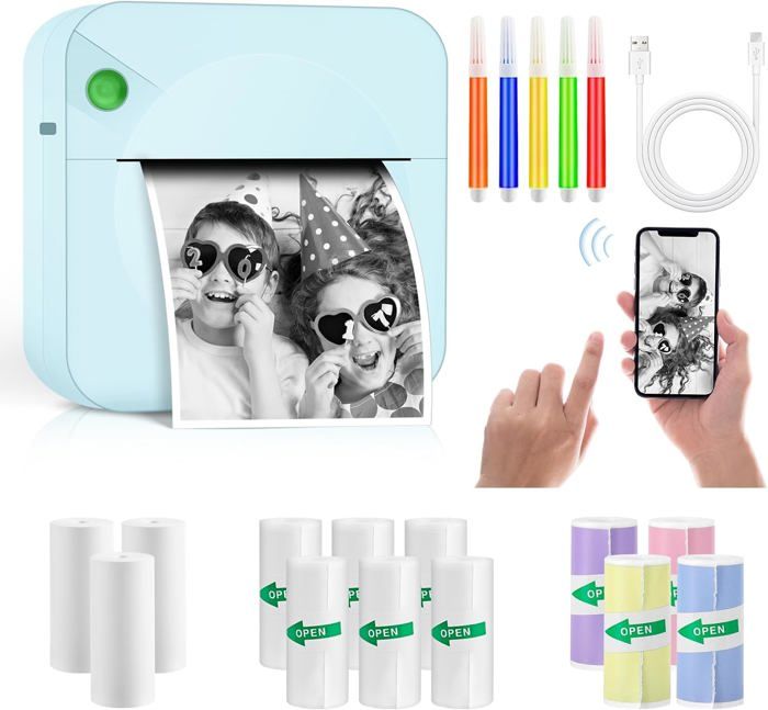 Portable Mini Imprimante Thermique Bt Photo Instantané Sans Fil, Imprimante Mobile, Pour Photos