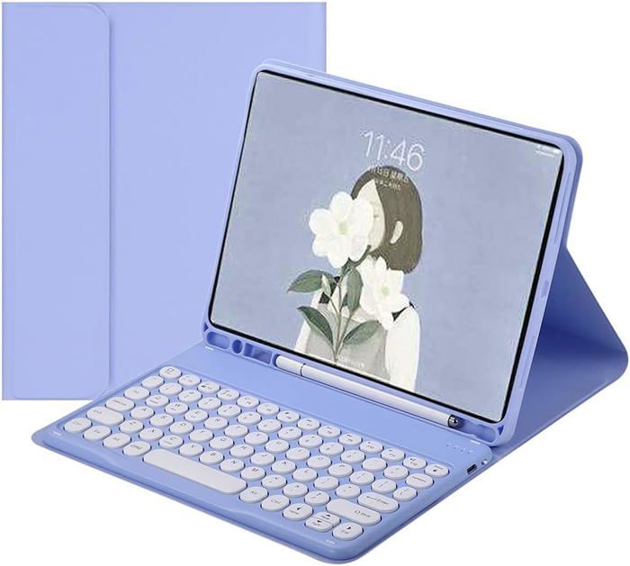 YEEHi Étui Avec Clavier Bluetooth Pour IPad Mini 6 (2021) – Coque TPU Violette Avec Porte-crayon