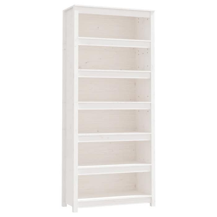 Bibliothèque - mango - Meuble de rangement - Blanc - 80x35x183 cm - Bois de pin massif M993