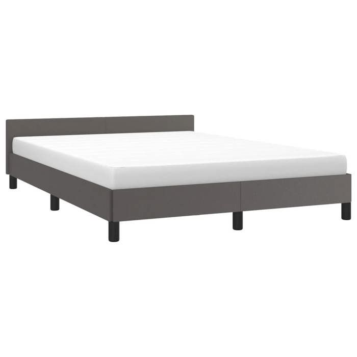 Cadre de lit double - UU - avec tête de lit sans matelas - gris 140x190 cm - LL0000155715