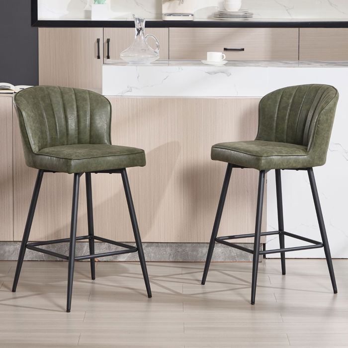 Wahson Tabouret de Bar Lot de 2 Chaise de Bar Moderne avec Dossier Tabouret Bar Chaise Haute Bar pour Cuisine Cuir PU Vert