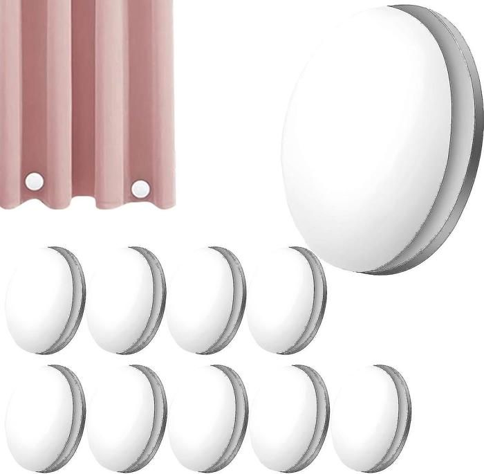 6 Paires Poids Magnétiques Rideaux Douche - Aimants Ronds Blancs Puissants