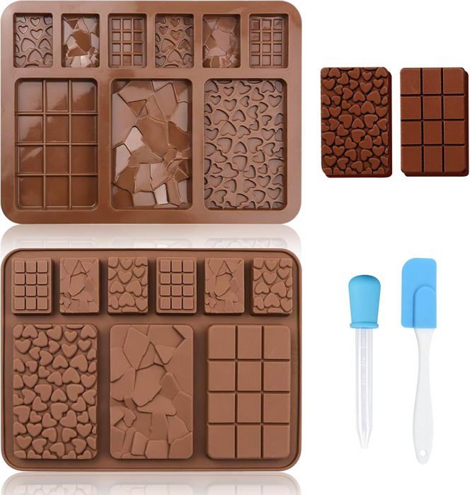 2 Moules à Chocolat Silicone Tablette – Sans BPA, Anti-Adhésif Alimentaire – Parfait Pour Chocolats Maison, Pralines, Bonbons (Modèle A)