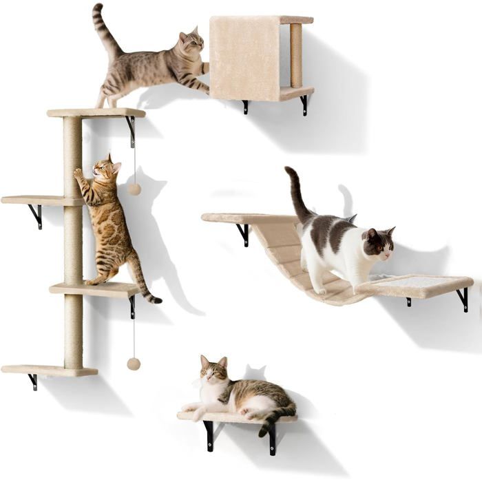 Meilleurs prix pour Mur DEscalade Pour Chats - Lot De 10 Pièces Pour Chats - Éléments Muraux Avec Arbre À Chat - Pont Pour Chat - Colonnes À