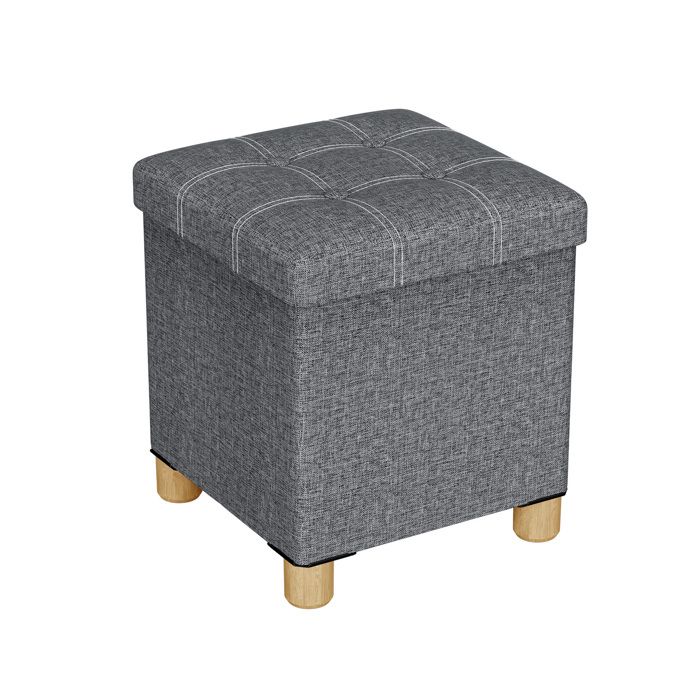Good Nite Tabouret de Rangement Petit Pouf Pliable 30 x 30 x 35 cm Repose-Pieds Cubique avec Rangement Chambre Dortoir Gris