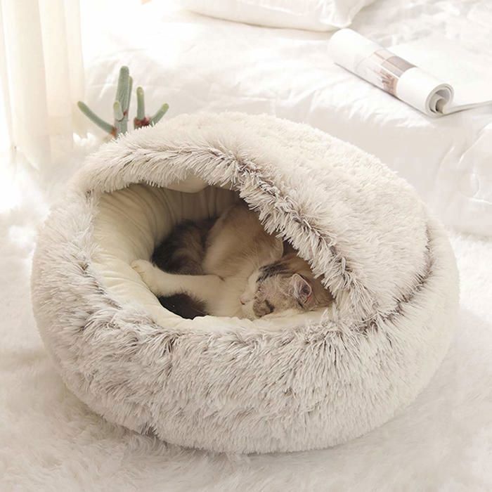 Panier pour Chat Moelleux Anti Stress Extra Doux Lit Apaisant pour Chien Canapé XL Confortable Lavable Maison (40cmMarr CORBEILLE