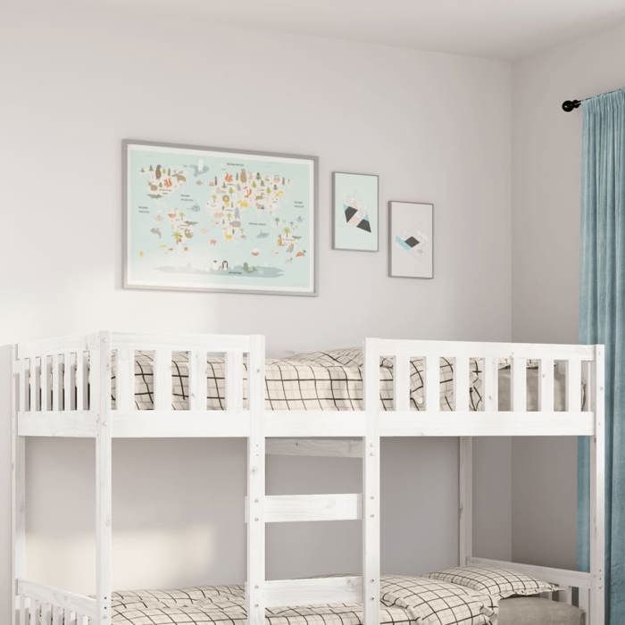 CHIC Lit adulte1 place - 90x190 cm Lit pour enfants blanc 90x190cm Bois de pin massif #Sara53925