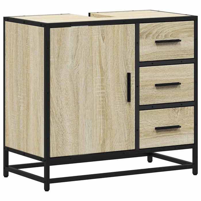 XINWO Meuble sous lavabo Contemporain Armoire lavabo de salle de bain - chêne sonoma bois dingénierie @@451
