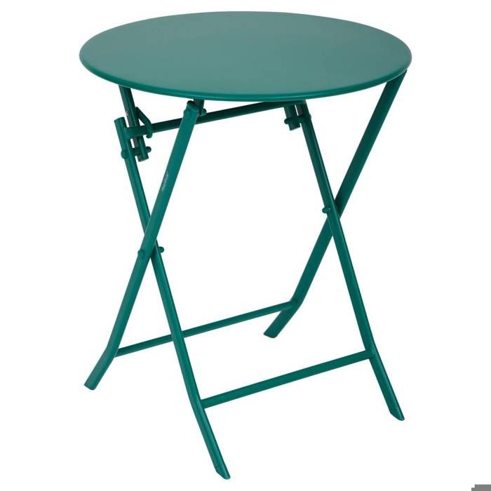Table de jardin 2 places Greensboro plaible D60cm vert opale - Hespéride