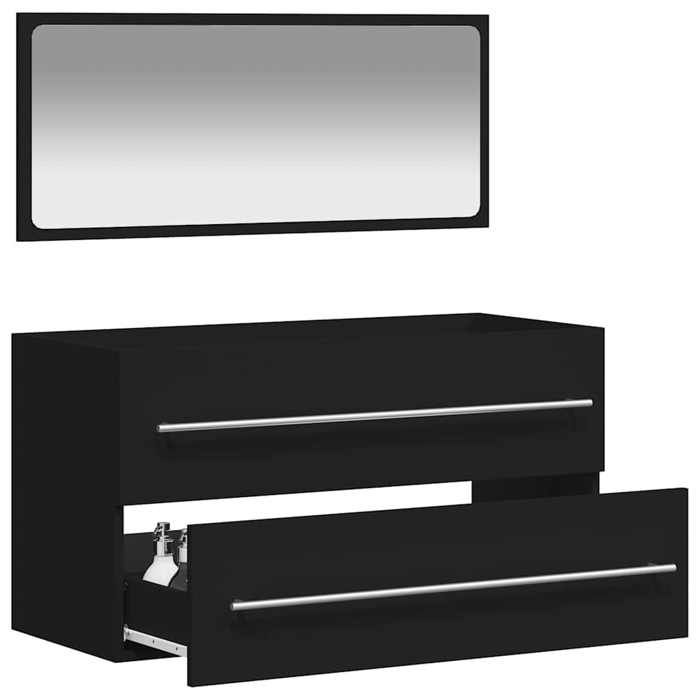 ABBO-SALE*Meuble WC Décoratif JILLS - Armoire de salle de bain avec miroir - noir - Bois dingénierie SOL613086