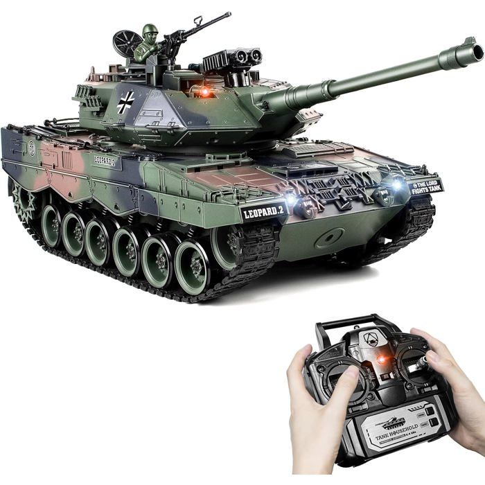 efaso Char télécommandé German Leopard 1:18 – Char télécommandé avec fonction de tir, tour rotative, son et lumière – Modèle de char radiocommandé (German Tiger I – Set standard