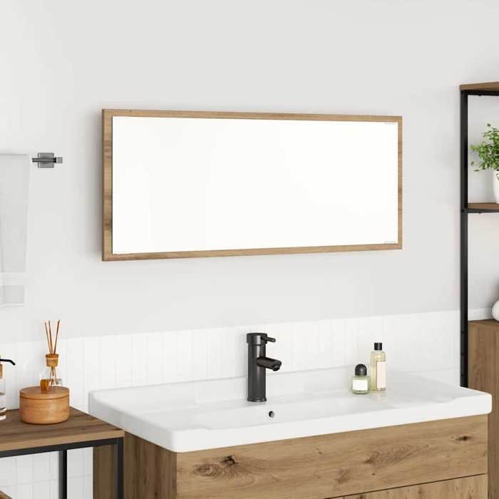 SALE 2026 Armoire de salle de bain Marron - Miroir de salle de bain LED Chêne artisanal 90x8 5x37cm PRO219116319