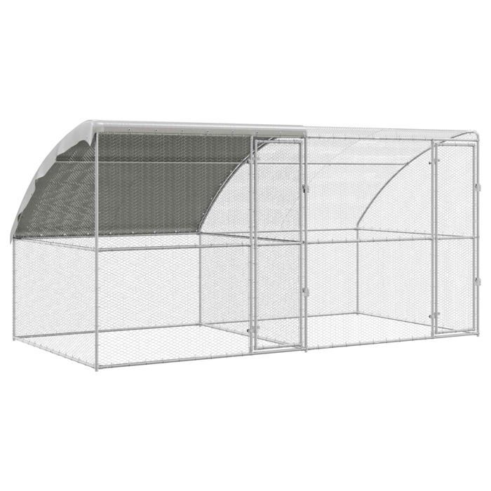 vidaXL Cage à poules 400 x 200 x 198.5 cm Acier galvanisé - vue 3